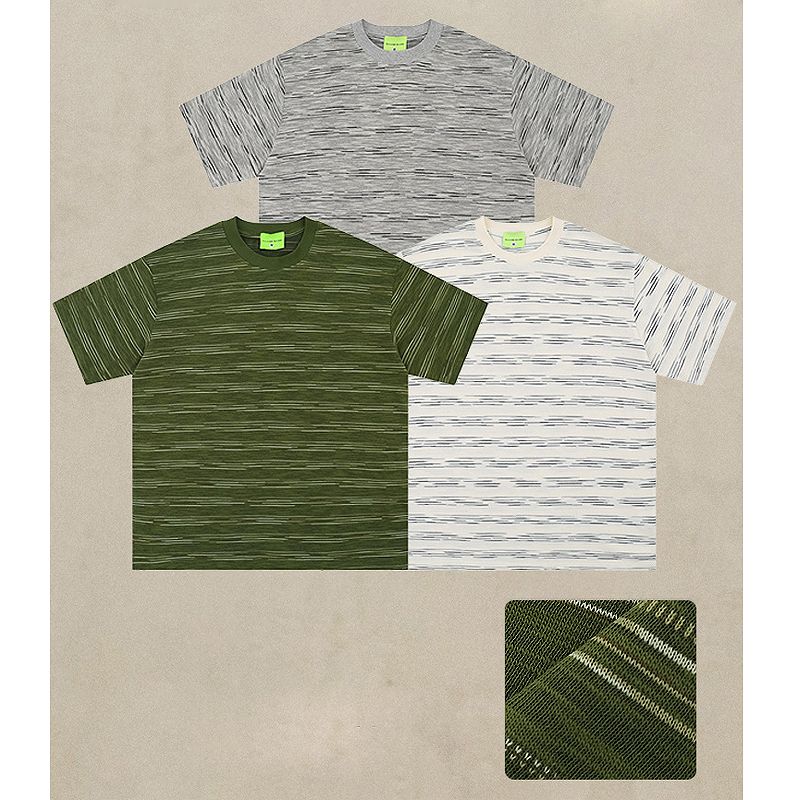 メンズ ボーダー柄 半袖 Tシャツ 男女兼用 スラブコットン トップス 春夏 2026新作★全3色