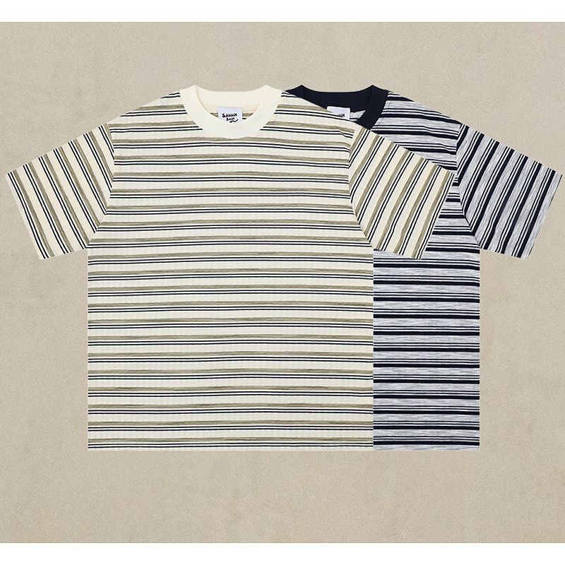 メンズ ボーダー柄 半袖 Tシャツ 男女兼用 カジュアル トップス 春夏 2026新作★全2色