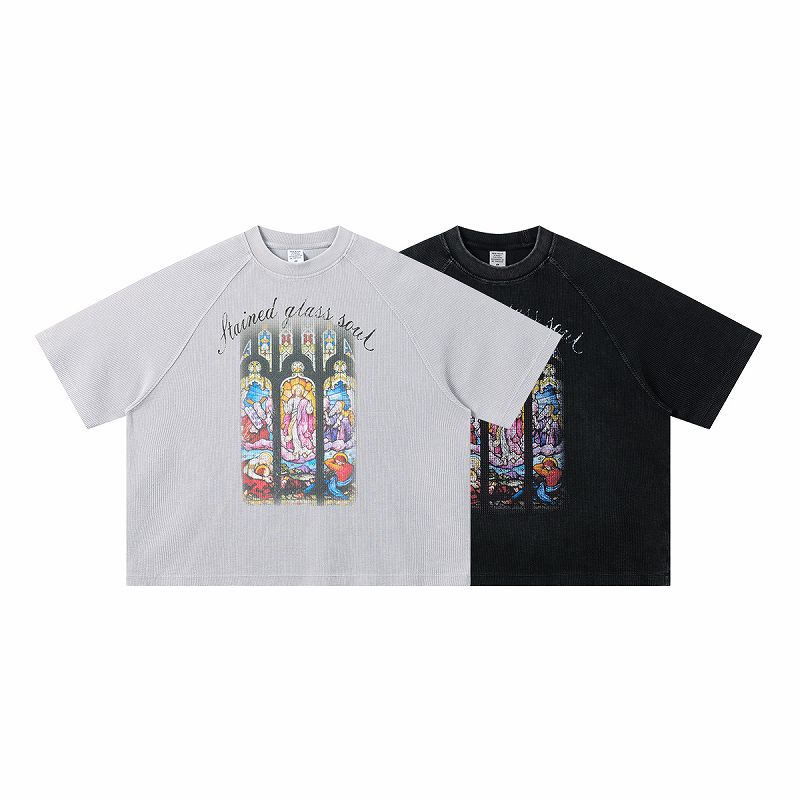 メンズファッション ビンテージ風 半袖 Tシャツ 男女専用 ストリート系 トップス 夏 2026新作★全2色