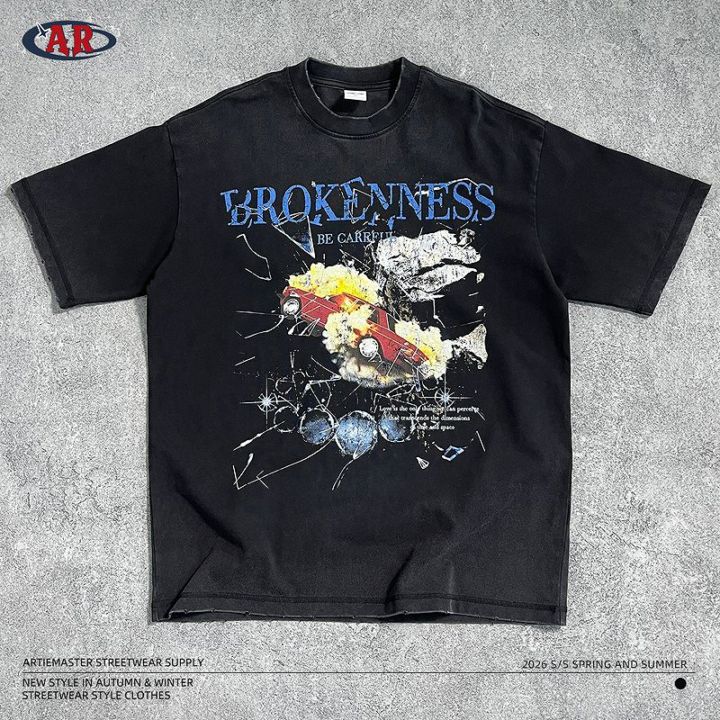 メンズ 無地/プリント ビンテージ風 半袖 Tシャツ 男女専用 ストリート系 トップス 夏 2026新作★