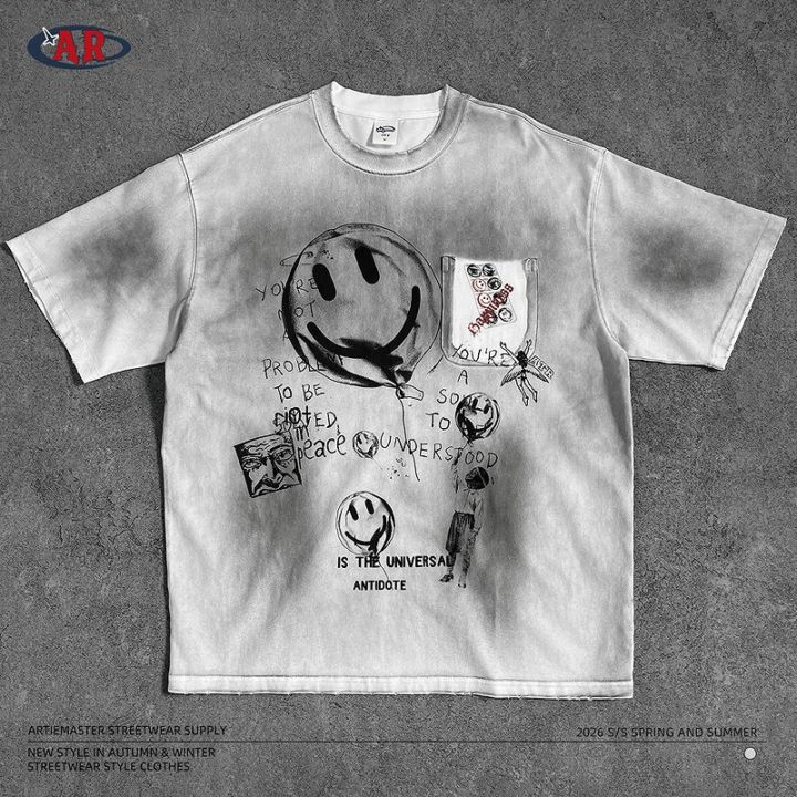 メンズ 無地/プリント ビンテージ風 半袖 Tシャツ 男女専用 ストリート系 トップス 夏 2026新作★