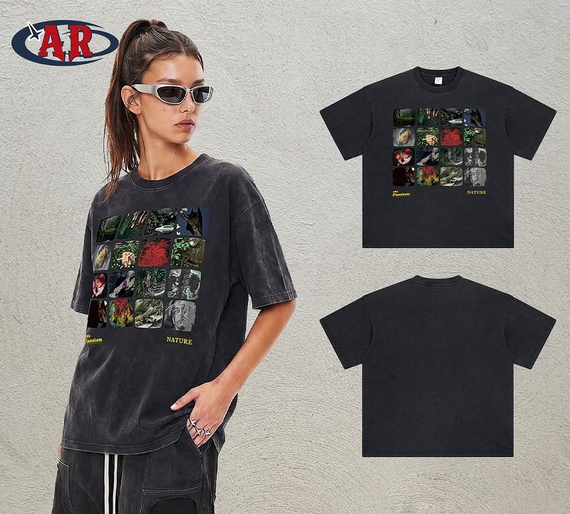 メンズ 無地/プリント ビンテージ風 半袖 Tシャツ 男女専用 ストリート系 トップス 夏 2026新作★