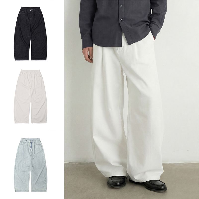 メンズファッション Baggy デニム パンツ 男女兼用 カジュアル ボトムス 春夏秋 2026新作★全3色