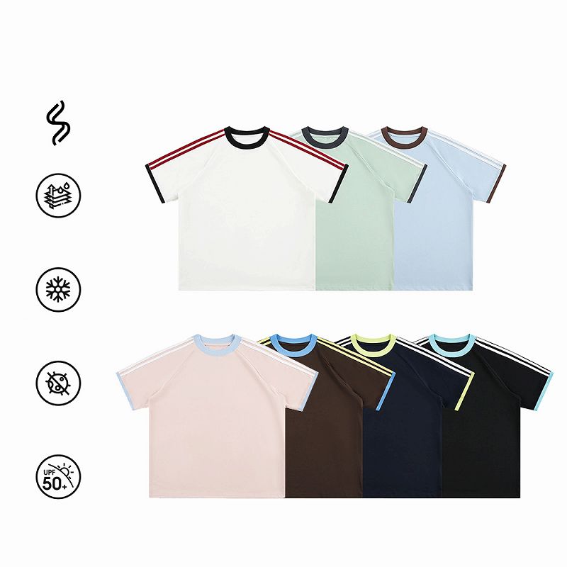 メンズ  紫外線対策 速乾 冷感 抗菌 半袖 Tシャツ 男女兼用 カジュアル トップス 夏 2026新作★全7色