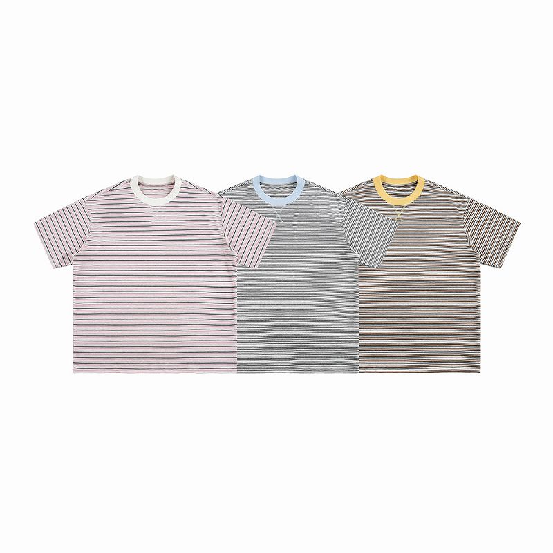 メンズファッション ボーダー柄 半袖 Tシャツ 男女兼用 カジュアル トップス 夏 2026新作★全3色