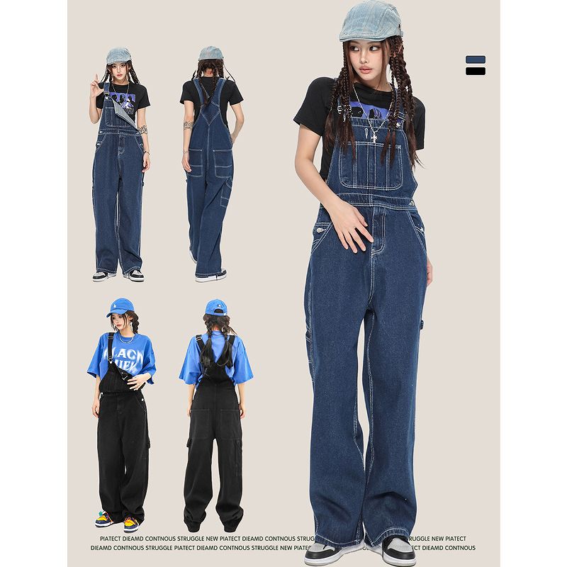 メンズ デニム サロペットパンツ オーバーオール つなぎ服 オールインワン 作業服 ボトムス★全2色