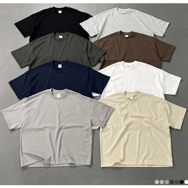 メンズファッション 無地 Boxyシルエット 半袖 Tシャツ ストリート系 トップス 夏 2026新作★全8色