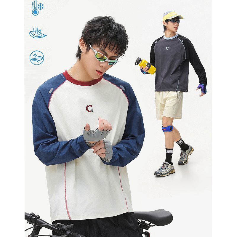 メンズ 冷感 軽量 長袖 Tシャツ 吸湿・吸汗 通気性・速乾 紫外線対策 トップス 秋 2026新作★全3色