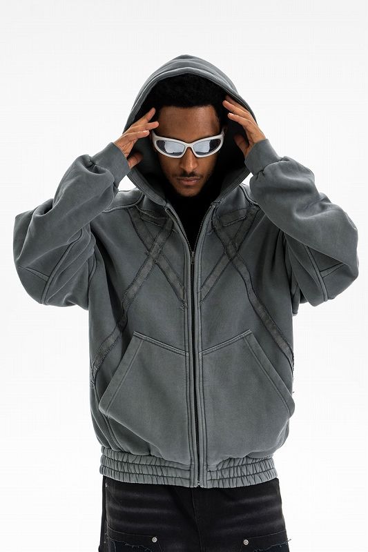 メンズ 裏起毛 ジップアップ パーカー 男女兼用 ストリート系トップス 秋冬 2026新作★全2色