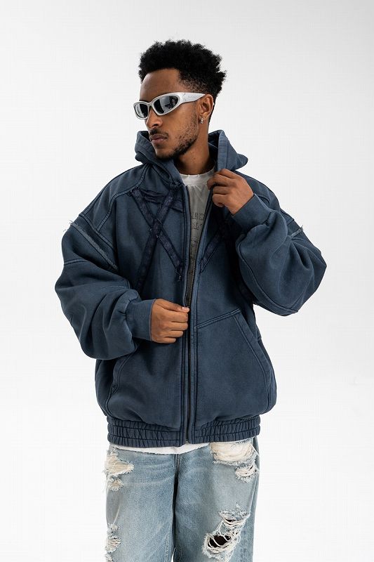 メンズ 裏起毛 ジップアップ パーカー 男女兼用 ストリート系トップス 秋冬 2026新作★全2色