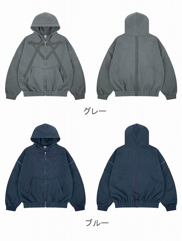 メンズ 裏起毛 ジップアップ パーカー 男女兼用 ストリート系トップス 秋冬 2026新作★全2色
