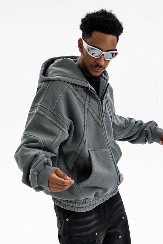 メンズ 裏起毛 ジップアップ パーカー 男女兼用 ストリート系トップス 秋冬 2026新作★全2色