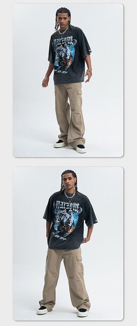メンズファッション ビンテージ風 半袖Tシャツ 男女兼用