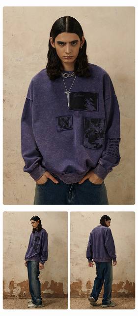 メンズファッション ビンテージ風 トレーナー 男女兼用 ストリート系