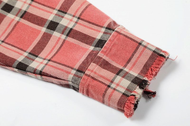 メンズ 絞り染 チェック柄 長袖 シャツ 男女兼用 ストリート系 トップス  春秋 2026新作★