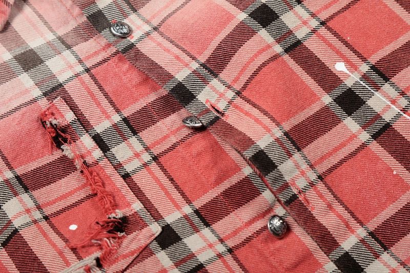 メンズ 絞り染 チェック柄 長袖 シャツ 男女兼用 ストリート系 トップス  春秋 2026新作★