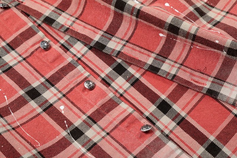 メンズ 絞り染 チェック柄 長袖 シャツ 男女兼用 ストリート系 トップス  春秋 2026新作★