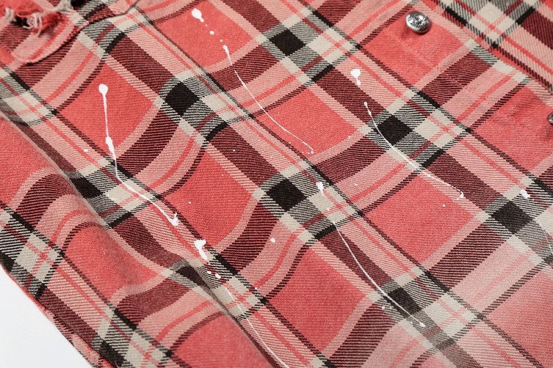 メンズ 絞り染 チェック柄 長袖 シャツ 男女兼用 ストリート系 トップス  春秋 2026新作★