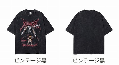 メンズ ダメージ加工 ビンテージ風 半袖Tシャツ 男女兼用 ストリート系