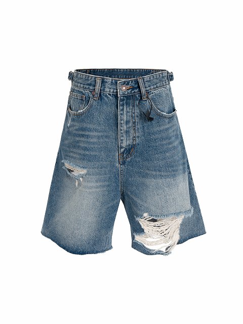ダメージデニム ショートパンツ メンズ カジュアル ストリート メンズ ダメージ加工 デニム ショートパンツ 男女兼用