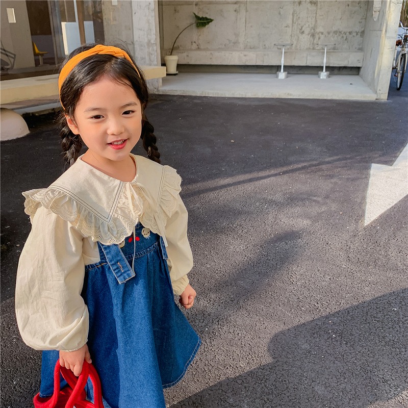 「90-130号」女の子 フォーリングシャツ 長袖 レース トップス キッズ 子供服