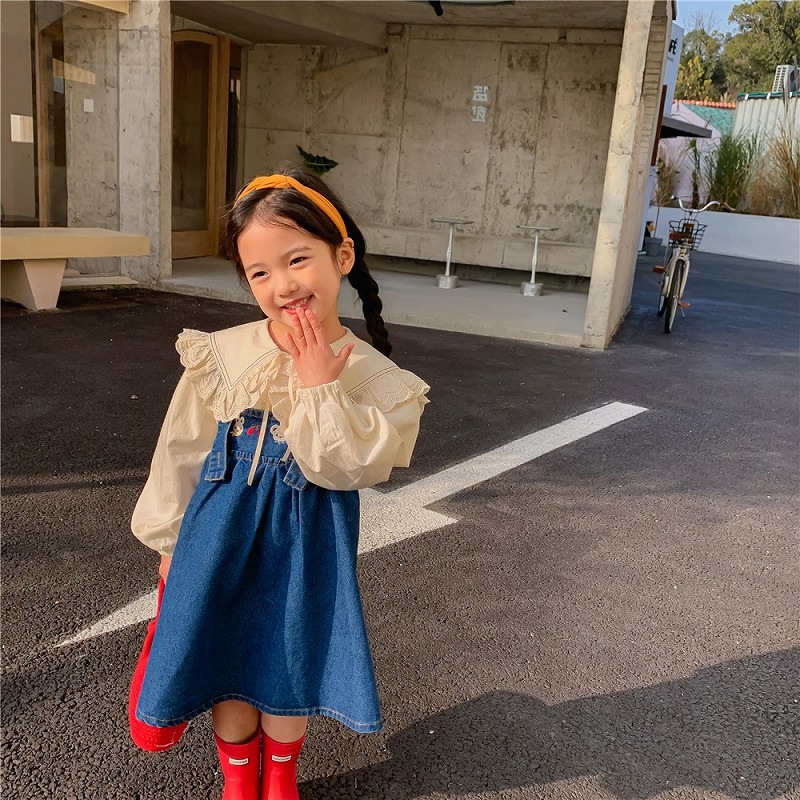 「90-130号」女の子 フォーリングシャツ 長袖 レース トップス キッズ 子供服