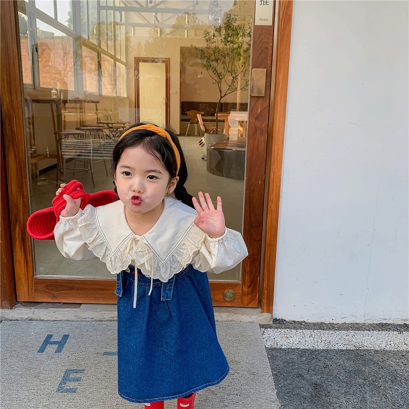 「90-130号」女の子 フォーリングシャツ 長袖 レース トップス キッズ 子供服