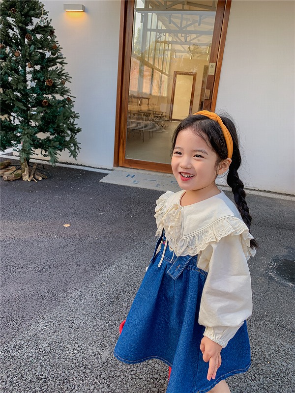 「90-130号」女の子 フォーリングシャツ 長袖 レース トップス キッズ 子供服