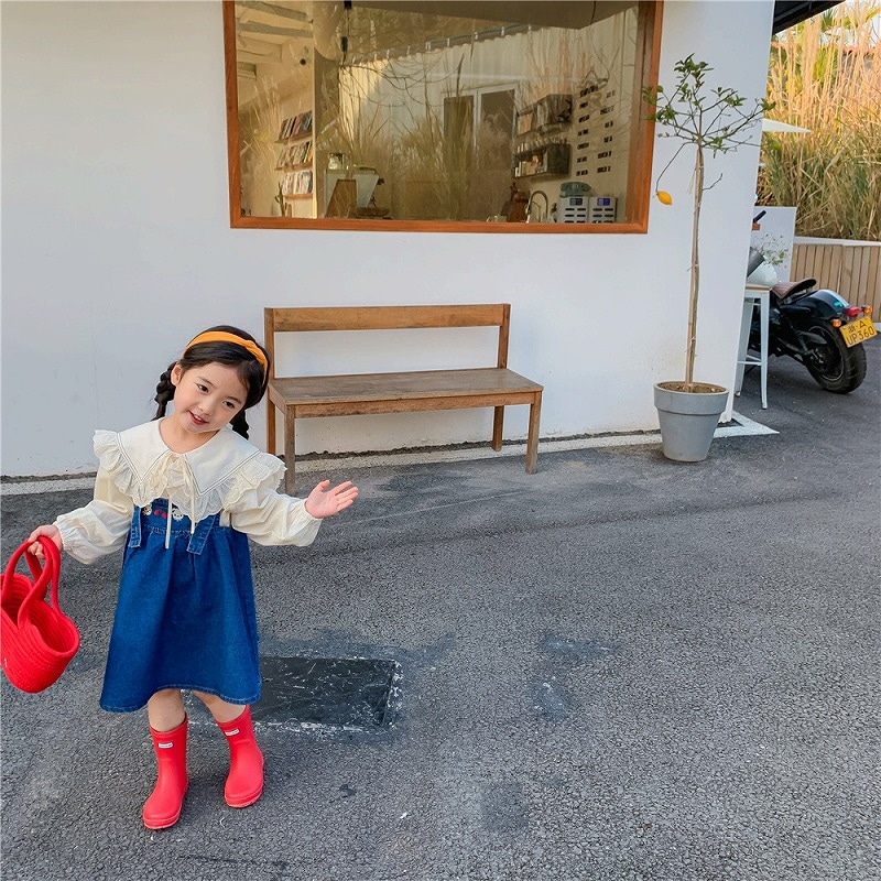 「90-130号」女の子 フォーリングシャツ 長袖 レース トップス キッズ 子供服