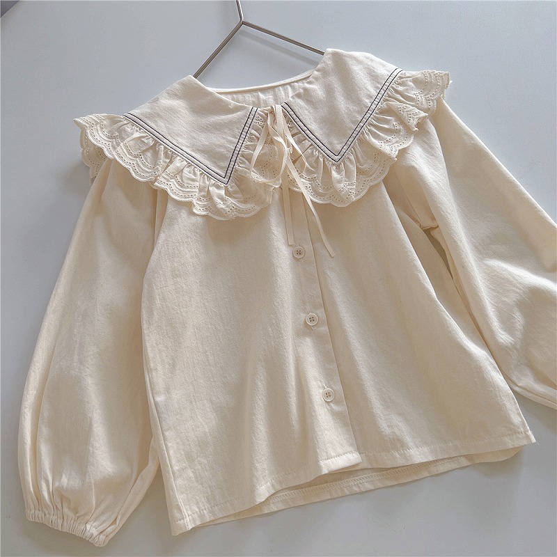 「90-130号」女の子 フォーリングシャツ 長袖 レース トップス キッズ 子供服