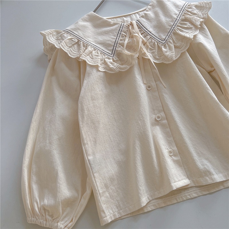 「90-130号」女の子 フォーリングシャツ 長袖 レース トップス キッズ 子供服