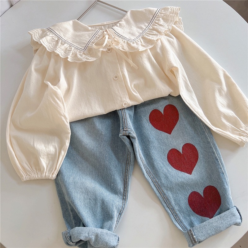 「90-130号」女の子 フォーリングシャツ 長袖 レース トップス キッズ 子供服