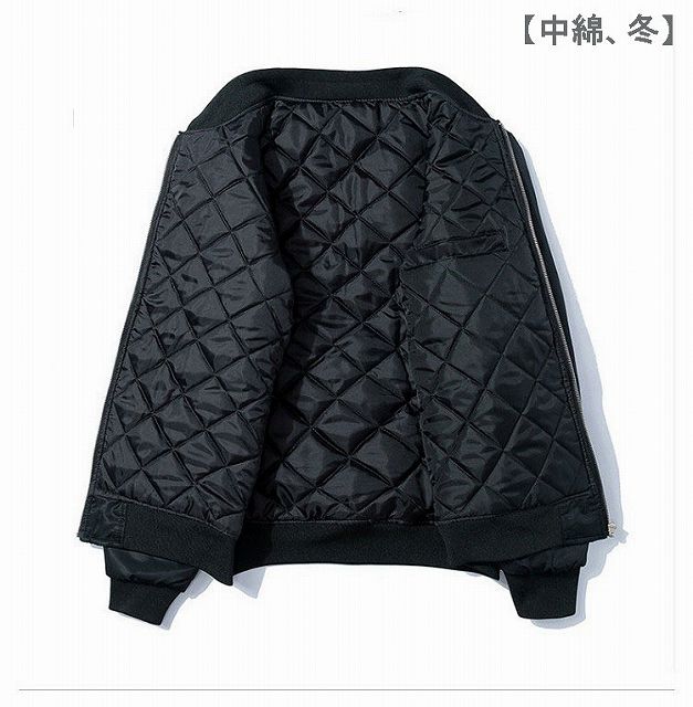 メンズ 刺繍 MA-1 ジャケット スタジャン アウター ワッペン付き スタンドカラー カッコイイ カジュアル 柔らかい コンフォート