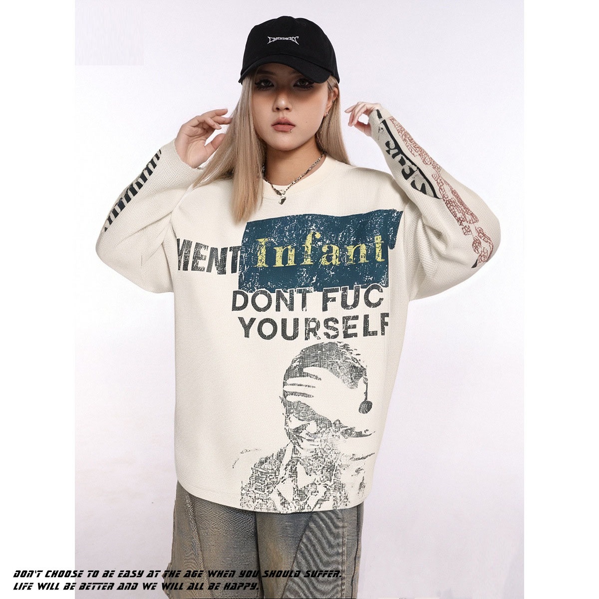 メンズ アメリカンスタイル クルーネック スウェット 秋冬 長袖 トレンド ストリートプリント トップス★