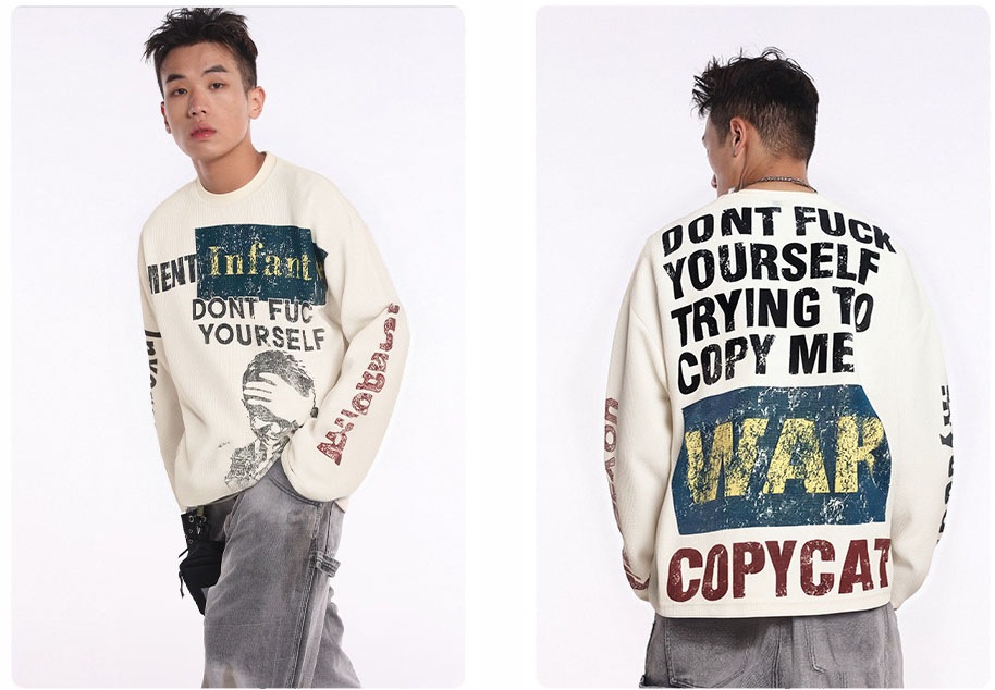 メンズ アメリカンスタイル クルーネック スウェット 秋冬 長袖 トレンド ストリートプリント トップス★