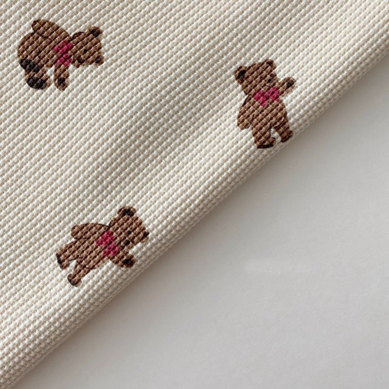 「73-100号」全2色 女の子 長袖トップス 長袖 熊柄 カットソー Tシャツ キッズ 子供服