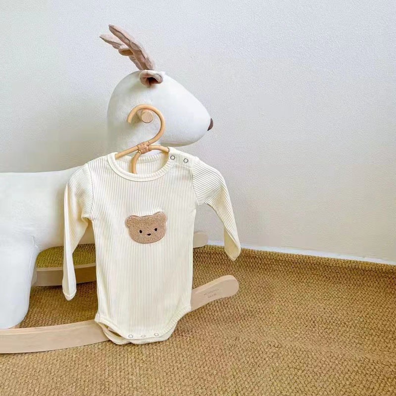 「66-90号」女の子男の子 くまの刺繍入り ロンパース オールインワン ベビー キッズ 子供服