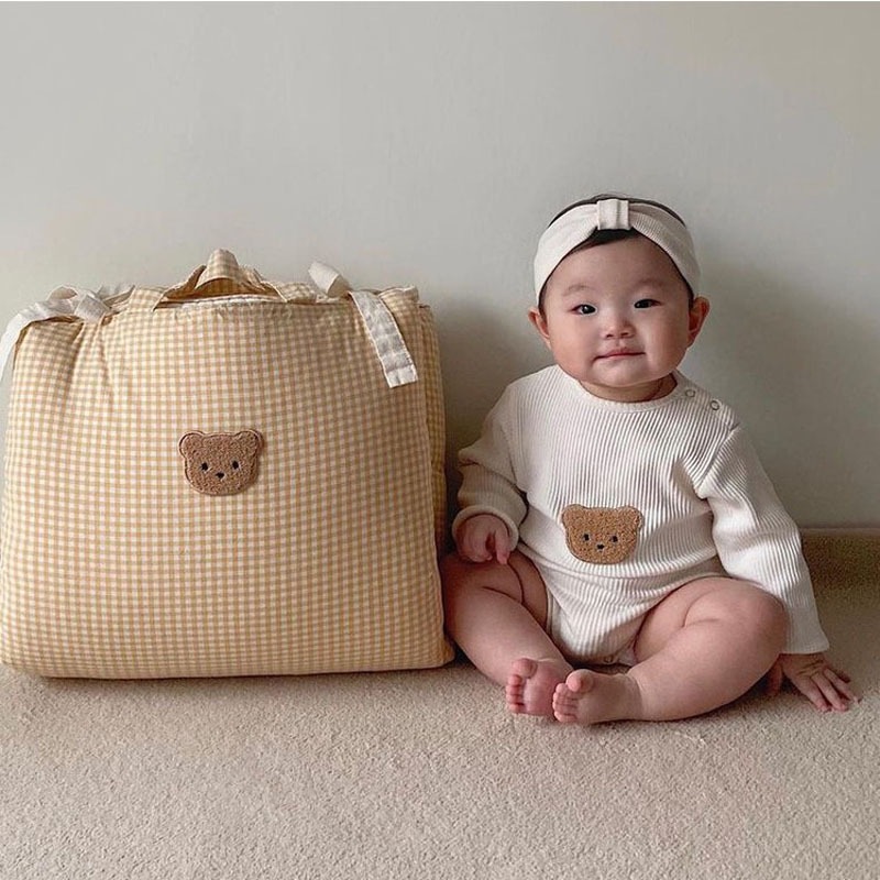「66-90号」女の子男の子 くまの刺繍入り ロンパース オールインワン ベビー キッズ 子供服