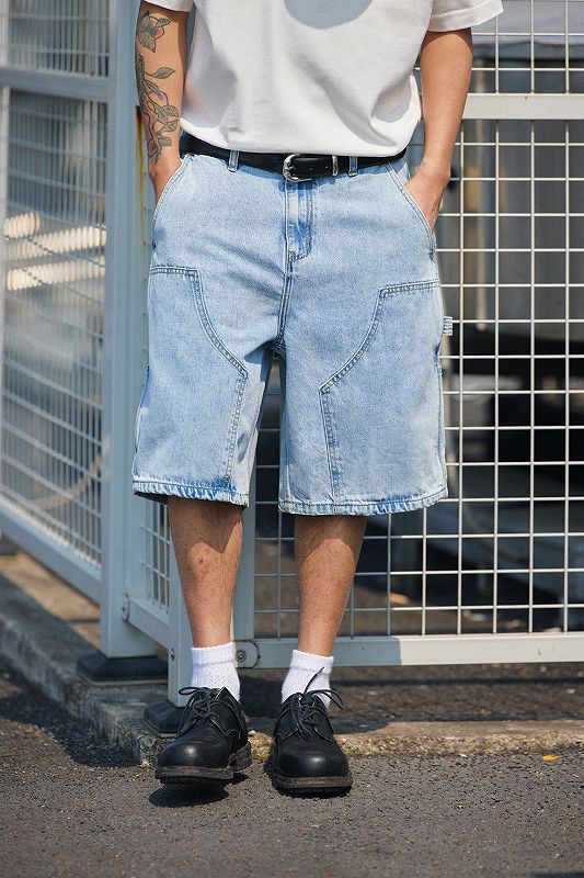 メンズ 無地 六分丈 デニム ショートパンツ 男女兼用 ストリート系