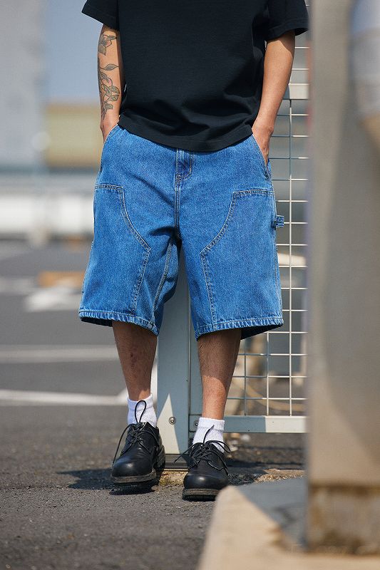 メンズ 無地 六分丈 デニム ショートパンツ 男女兼用 ストリート系