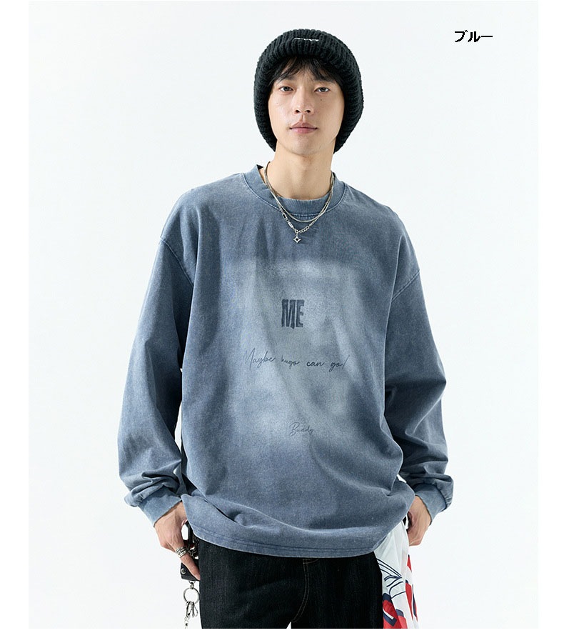 メンズ 美式ストリート風 長袖スウェットトップス M‐8XLビッグサイズ ヴィンテージウォッシュ★全2色