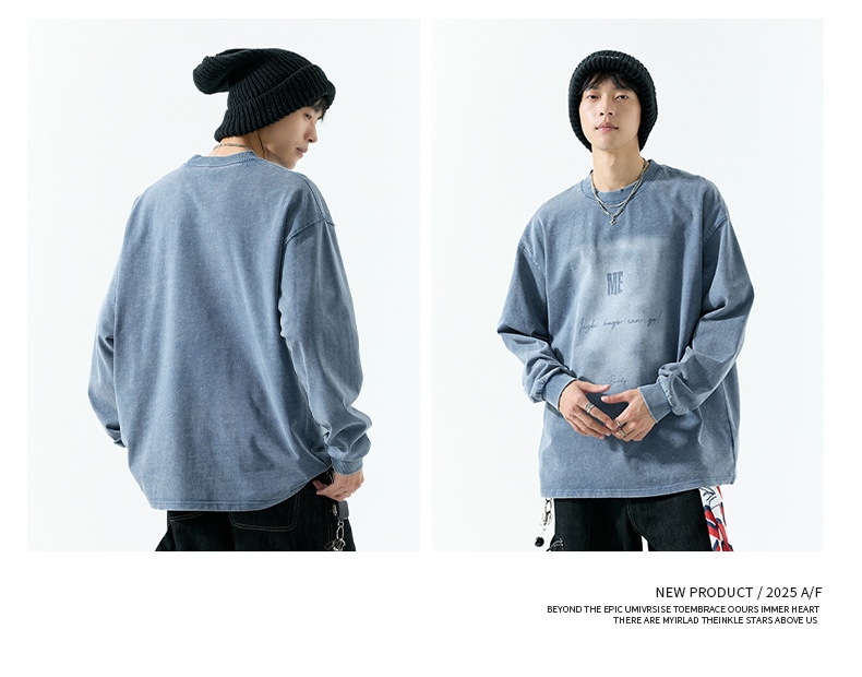 メンズ 美式ストリート風 長袖スウェットトップス M‐8XLビッグサイズ ヴィンテージウォッシュ★全2色