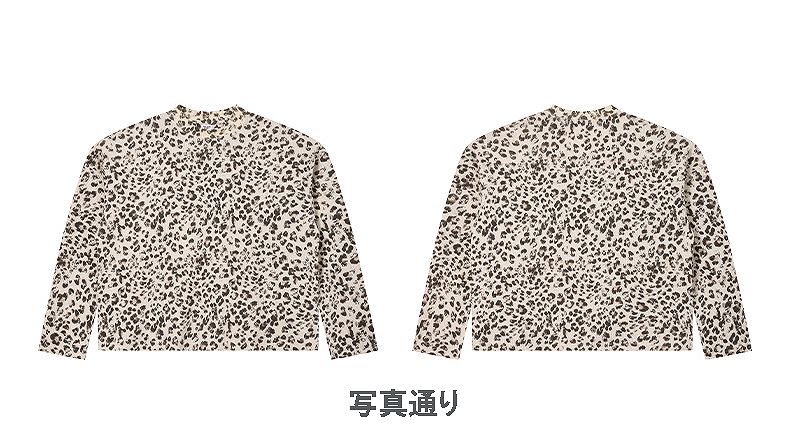 メンズ ヒョウ柄 ワッフル 長袖 Tシャツ 男女専用 ボックス シルエット トップス 春秋 2026新作★