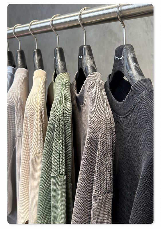 メンズ ワッフル素材 無地 長袖 Tシャツ 男女専用 ボックス シルエット トップス 春秋 2026新作★全7色