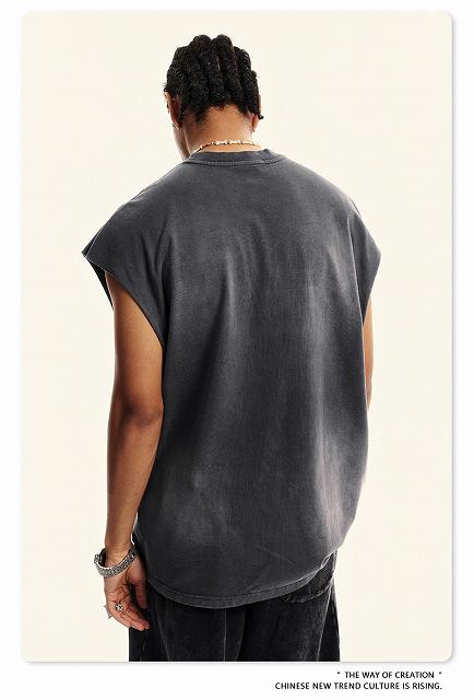 メンズ ビンテージ風 無地 タンクトップ 男女兼用 ノースリーブ