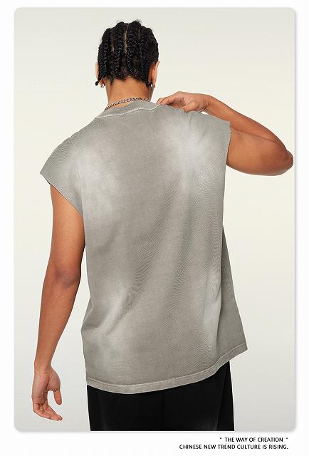 メンズ ビンテージ風 無地 タンクトップ 男女兼用 ノースリーブ