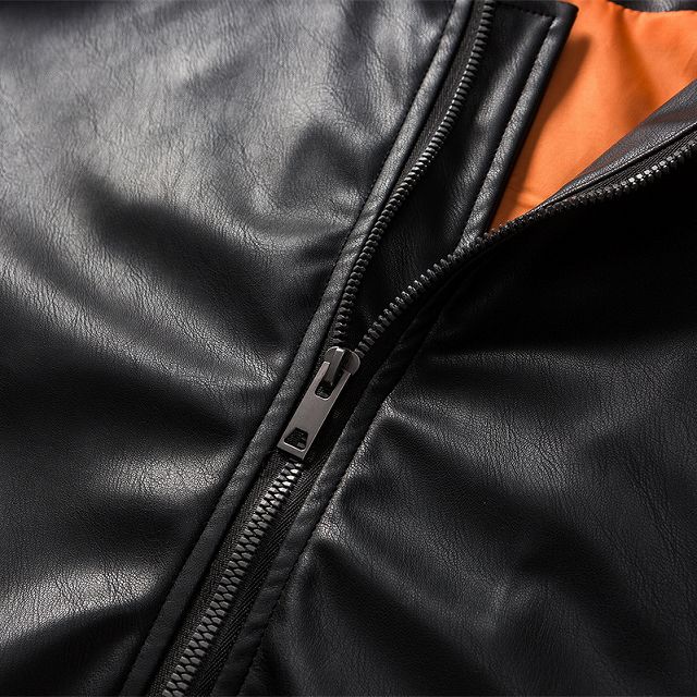 【即納/在庫処分】メンズ フード付き PU ジャケット 男女兼用 ストリート系 防寒アウター 春秋冬 2024新作★