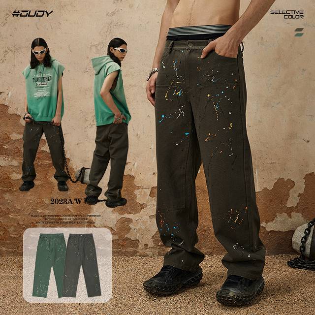 メンズ ダメージ加工 刺繍入り カーゴパンツ 男女兼用 ストリート系