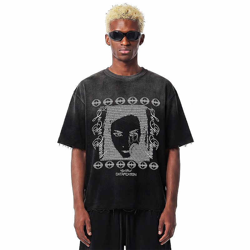 メンズファッション ビンテージ風 半袖 Tシャツ 男女専用 ストリート系