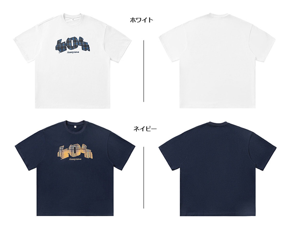 メンズ 夏季 レトロ数字チェック柄プリント半袖Tシャツ ゆったり 